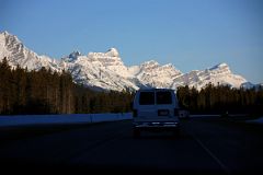 08 Waputik Peak, Pulpit Peak, Crowfoot Mountain, BowCrow Peak Morning From Trans Canada Highway At Lake Louise Near The Icefields Parkway